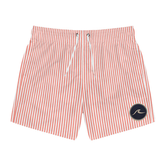 Surfache Rum Punch Slim Cabana Swim Trunks – Lightweight Beach Shorts with Wave Patch
