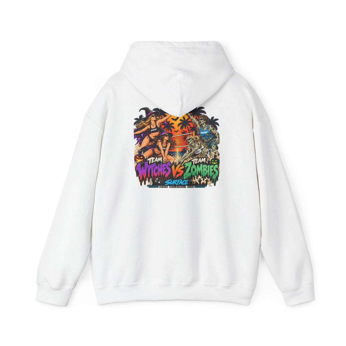 Surface Tropical Halloween Hoodie — Witches vs Zombies Graphic Pullover
