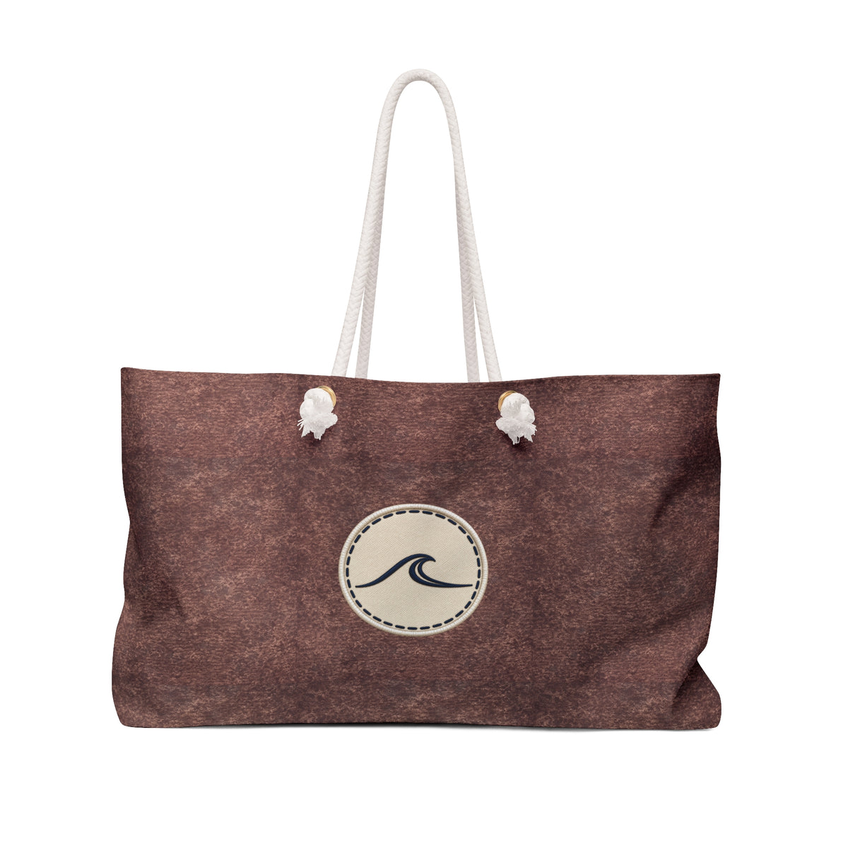 Surfache Weathered Teak Weekender Bag with Wave Patch — Rustic Travel Tote