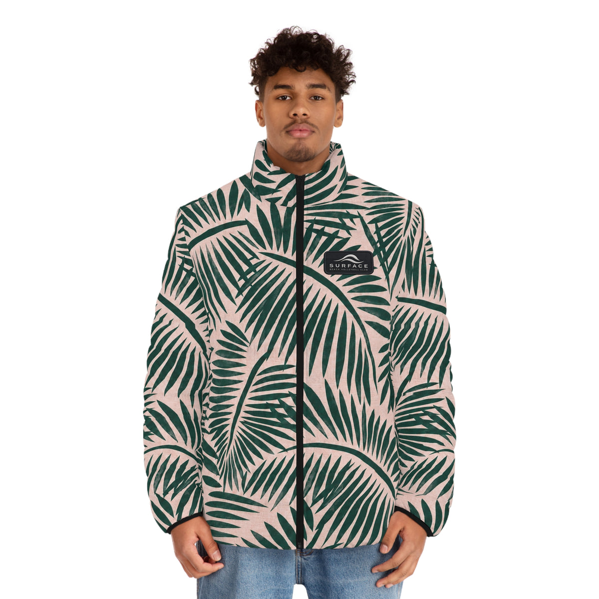 Men’s Tropical Palm Leaf Puffer Jacket