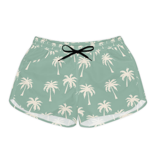 Palm Print Lounge Shorts — Tropical Women’s Casual Beach Shorts