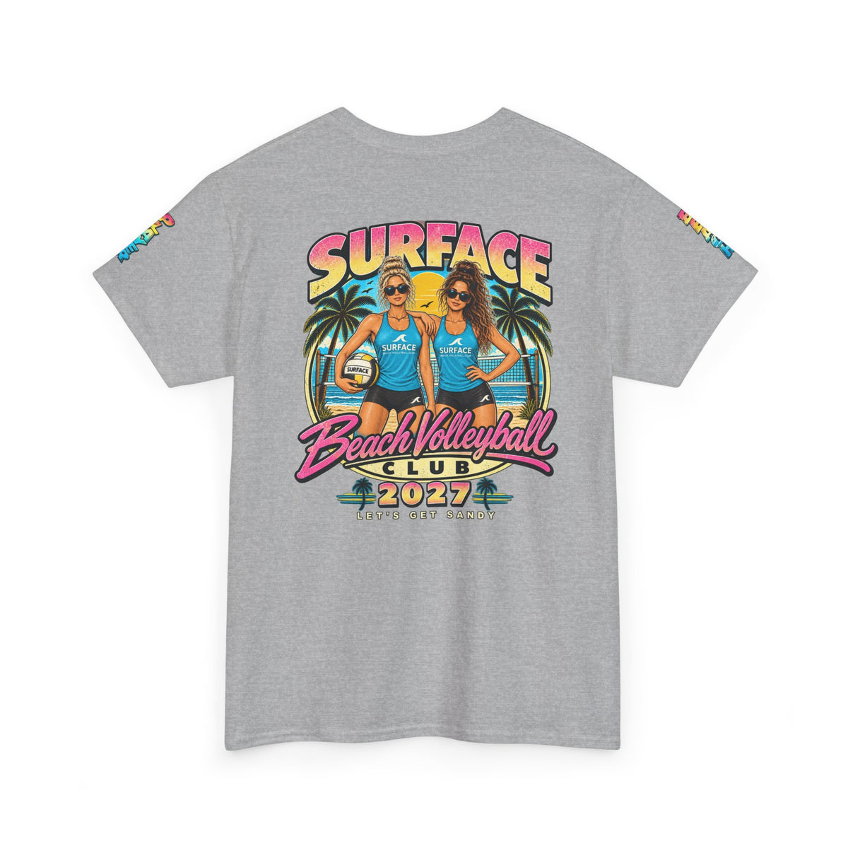 Beach Volleyball Tee — "Surface Beach Volleyball Club 2027" Retro Sunset Shirt