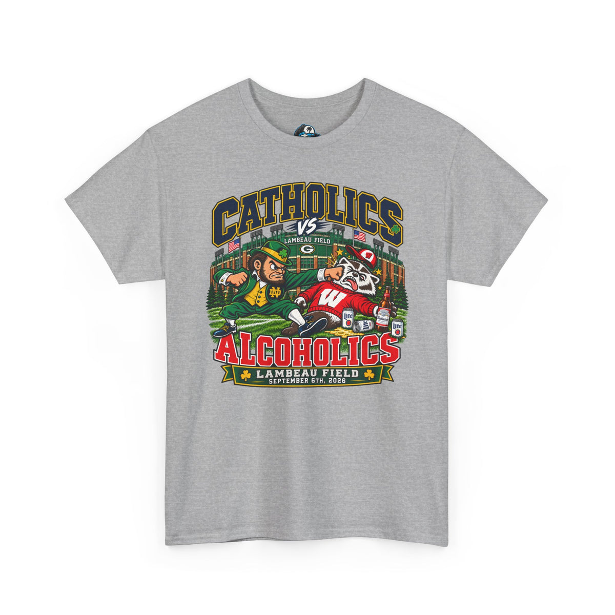Catholics vs Alcoholics Football T-Shirt – Lambeau Field Tailgate Tee