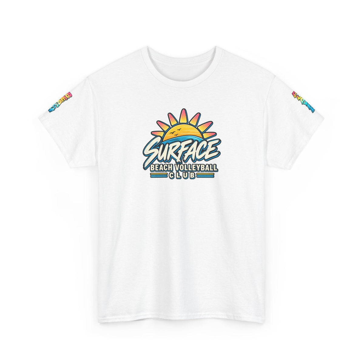 Beach Volleyball Tee — "Surface Beach Volleyball Club 2027" Retro Sunset Shirt