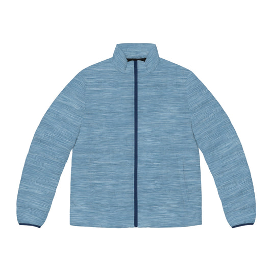 Men's Heathered Blue Puffer Jacket — Lightweight Insulated Outerwear