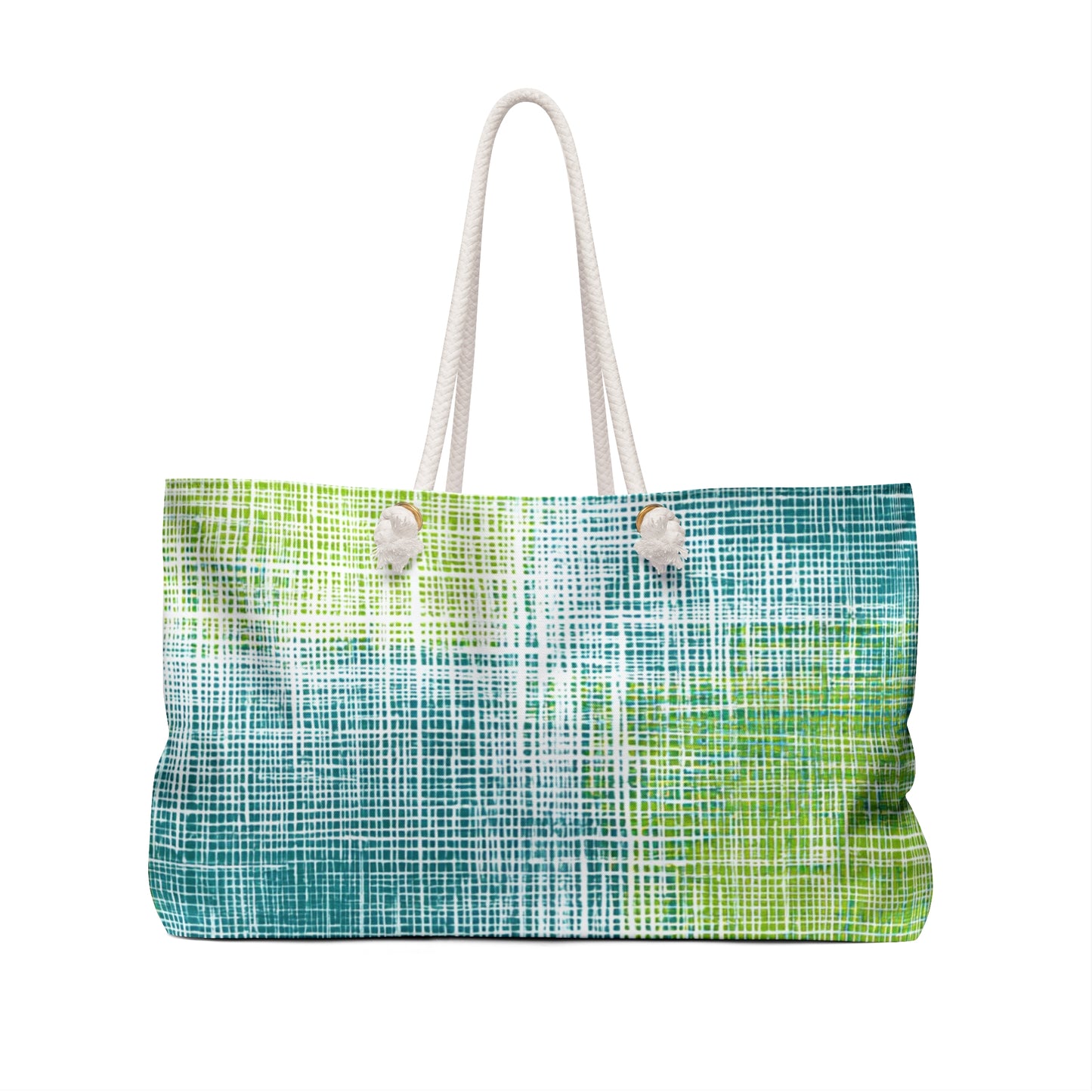 Monogram 'S' Beach Weekender Bag — Turquoise & Lime Plaid Tote