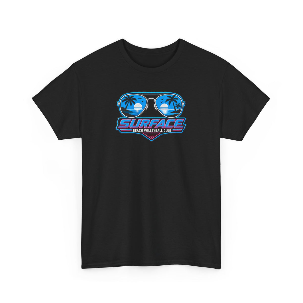 Surface Sunglasses Tee — Retro Beach Palm Trees Surf Vibes T‑Shirt