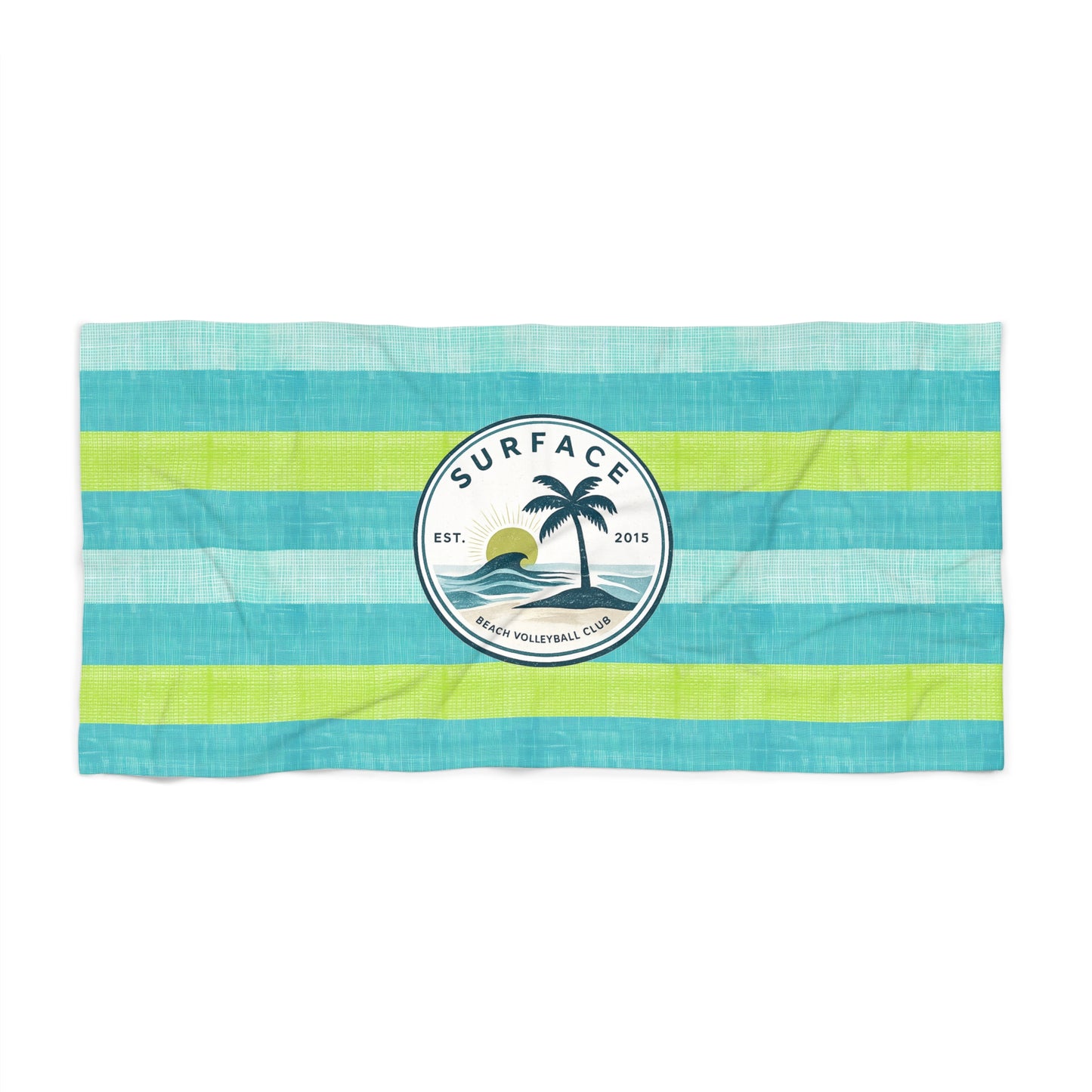 Surf Vibes Stripe Beach Towel — "Surface" Palm Logo