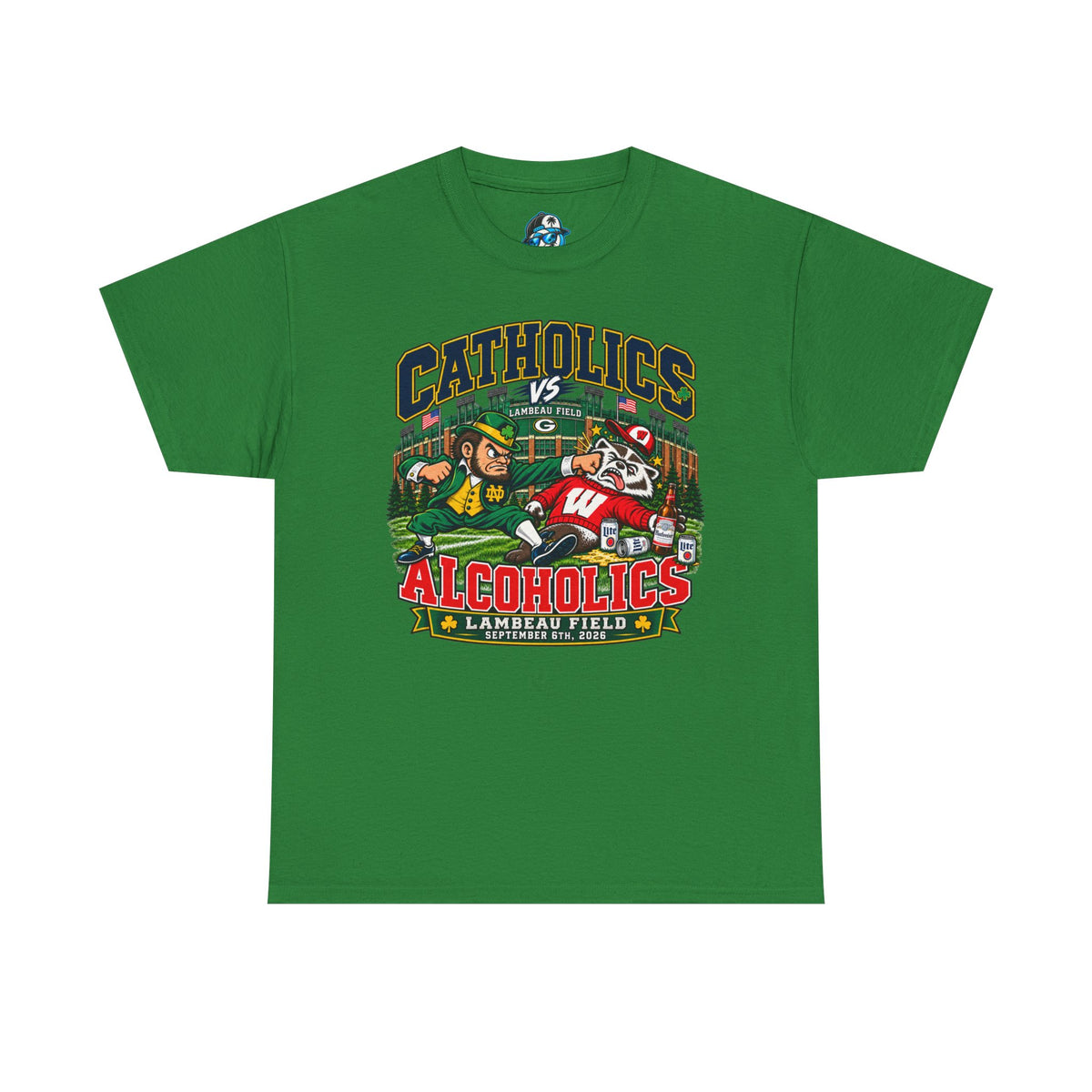 Catholics vs Alcoholics Football T-Shirt – Lambeau Field Tailgate Tee