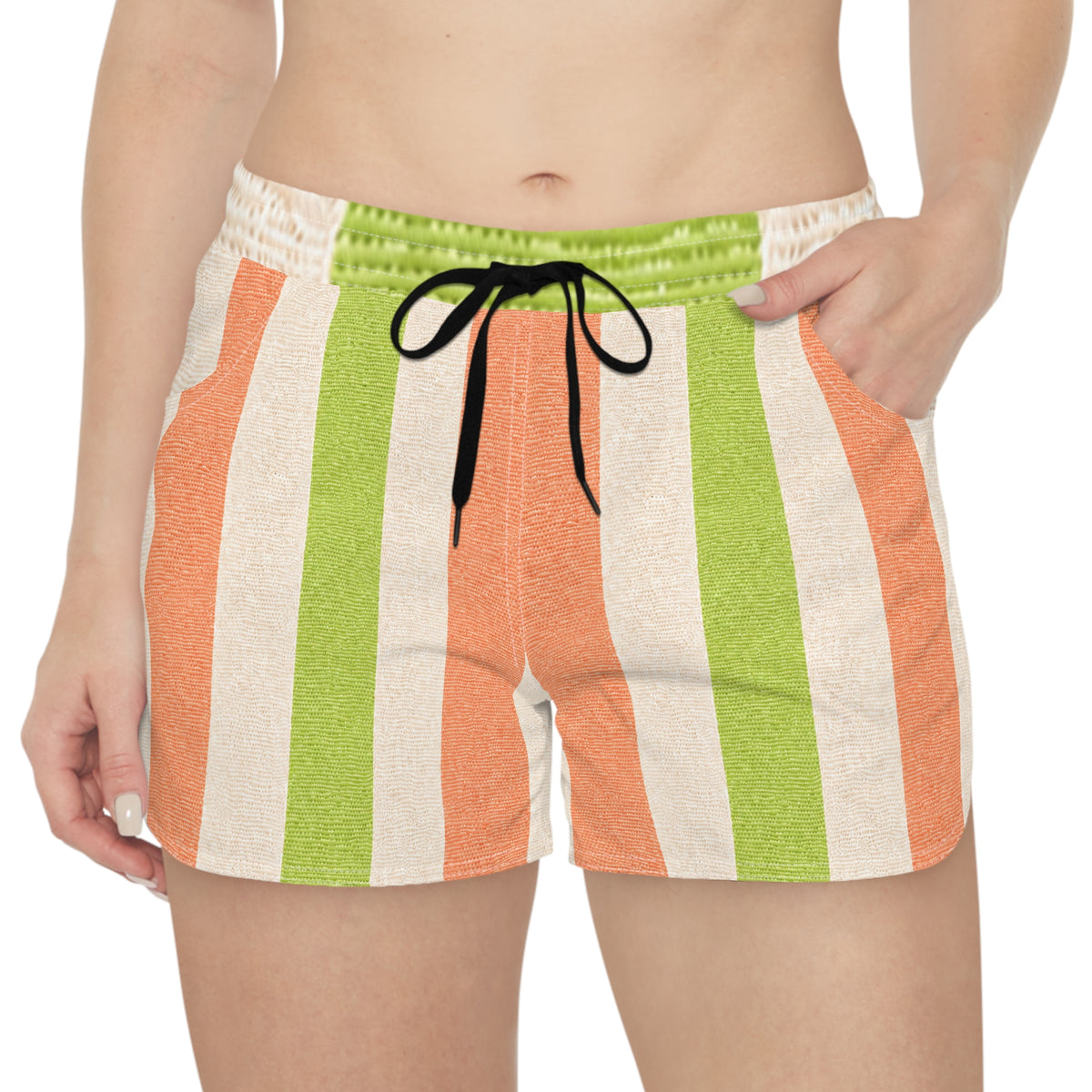 Melon Ball Inspired Striped Women's Casual Shorts – Beachy Summer Lounge Shorts