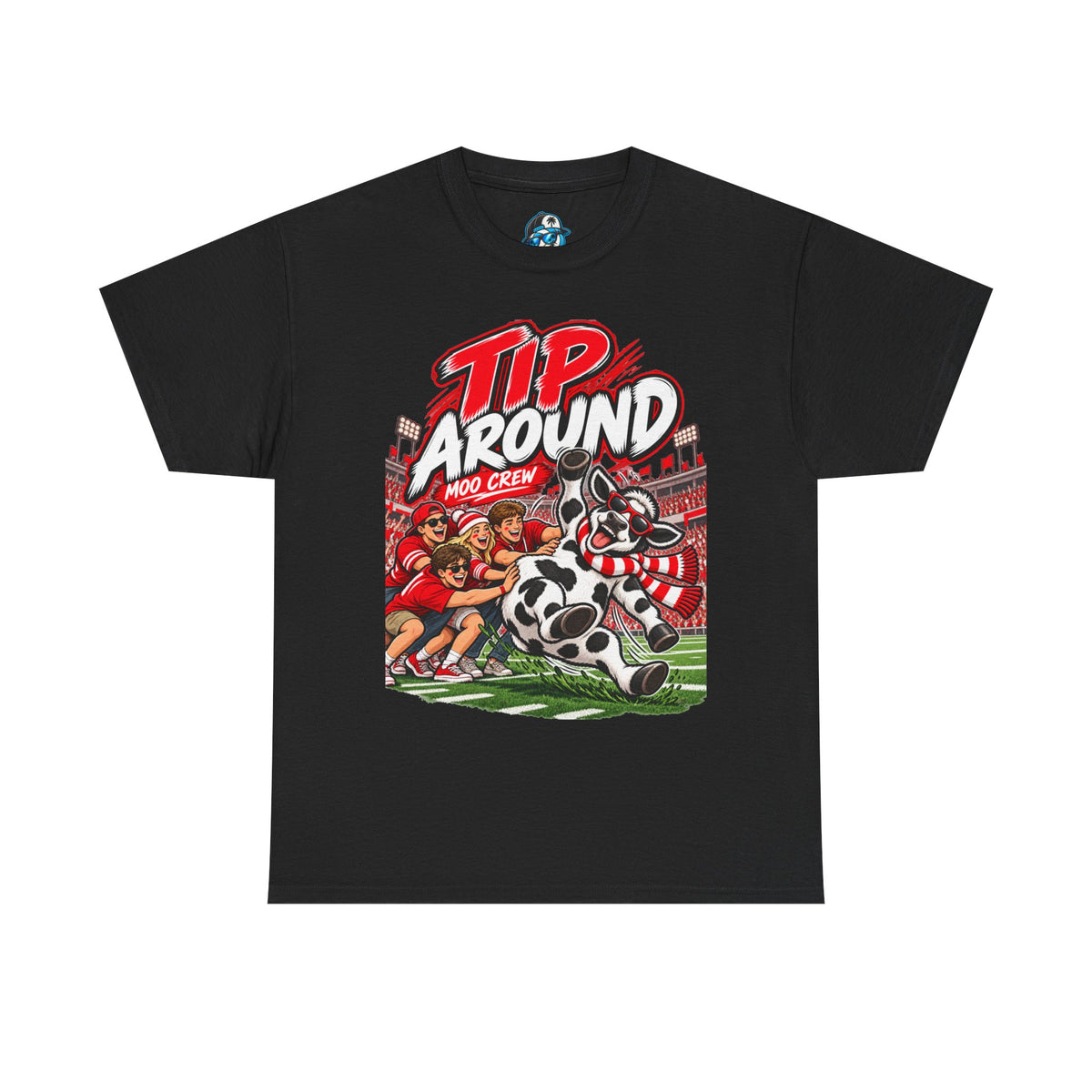 Moo Crew “Tip ’Around” Football Game Day  Cow Print T-Shirt