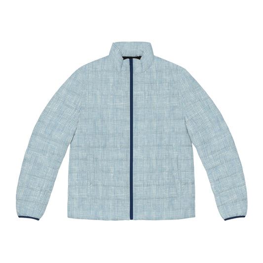 Light Blue Textured Puffer Jacket