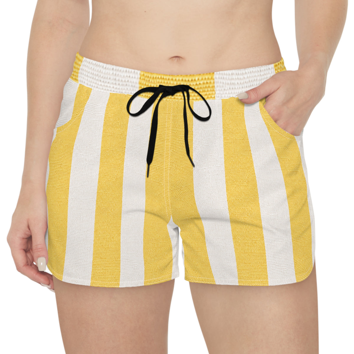 Pina Colada Inspires Striped Women's Casual Shorts – Beachy Summer Lounge Shorts