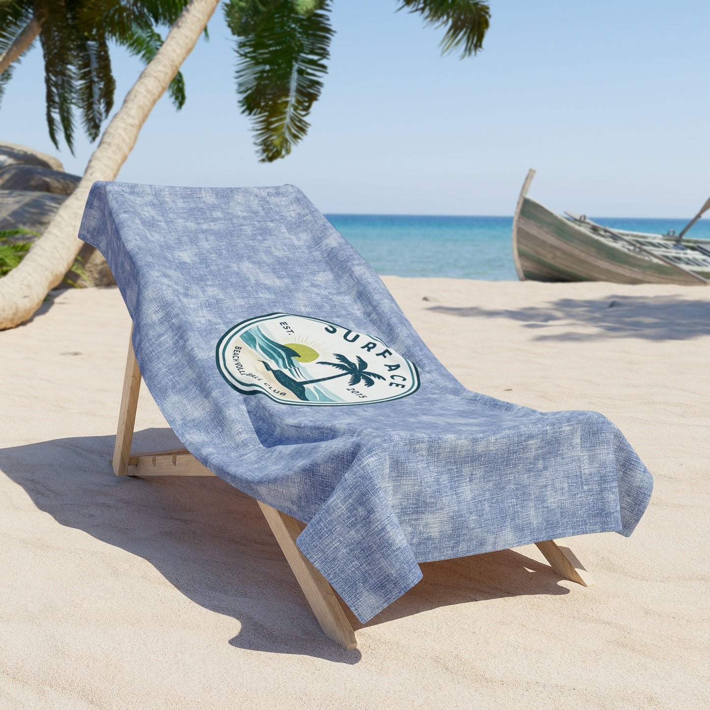 Surface Palm Beach Towel – Vintage Sunset Palm Tree Coastal Throw