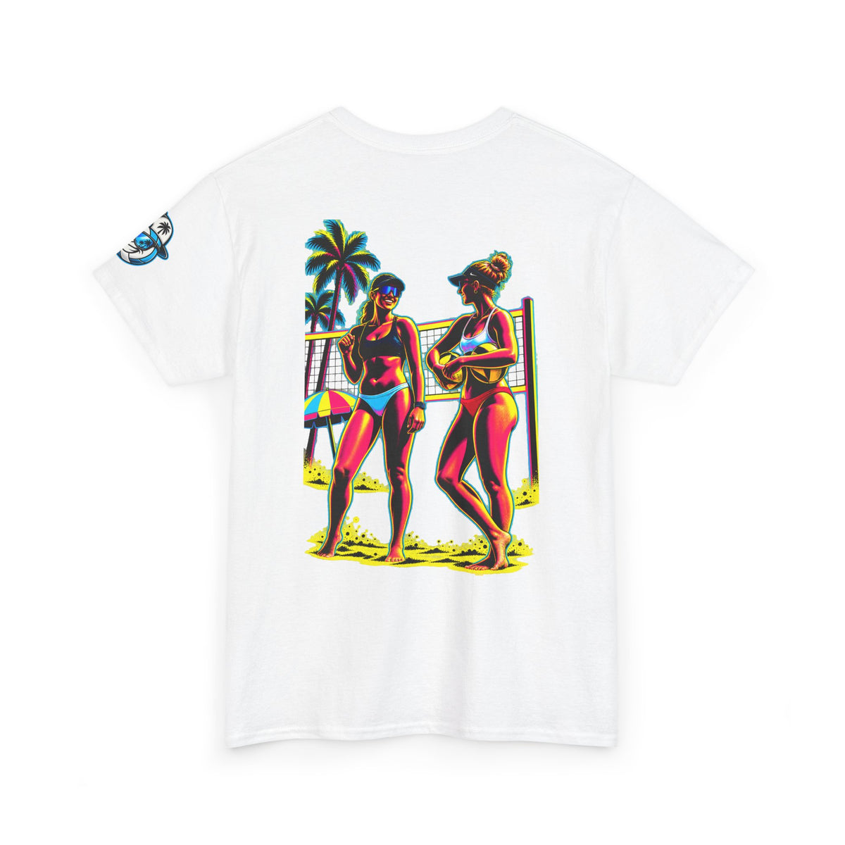 Beach Volleyball T‑Shirt – "Surface Beach Volleyball Club" Retro Sunset Graphic