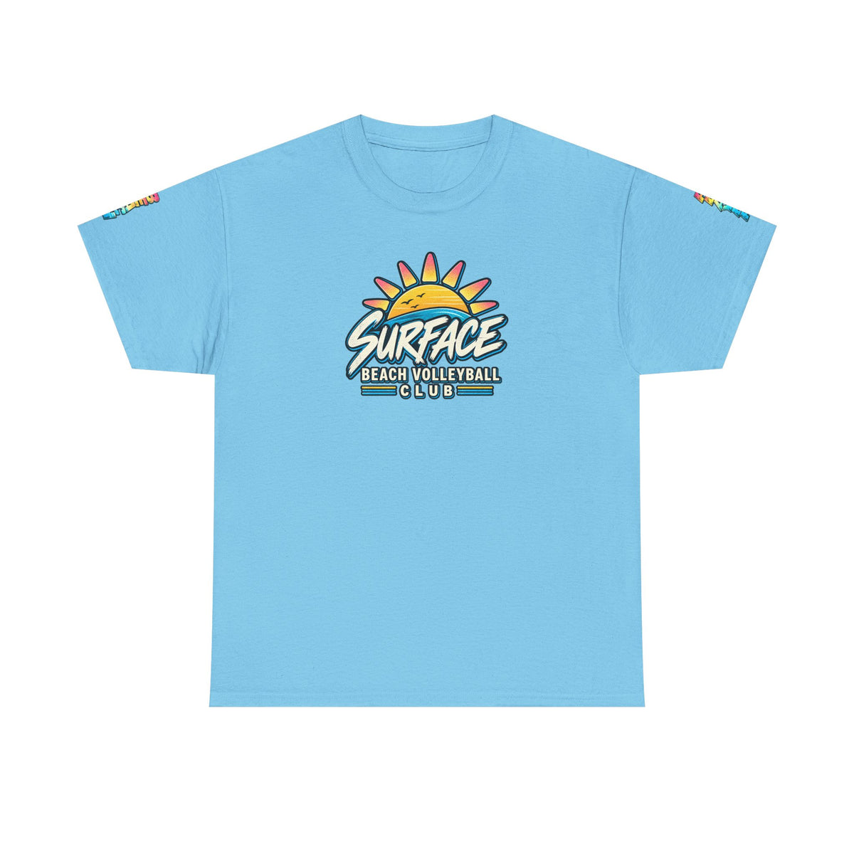 Beach Volleyball Tee — "Surface Beach Volleyball Club 2027" Retro Sunset Shirt