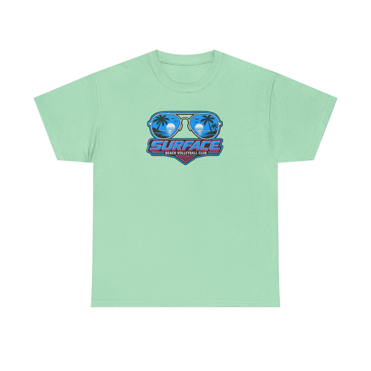 Surface Sunglasses Tee — Retro Beach Palm Trees Surf Vibes T‑Shirt