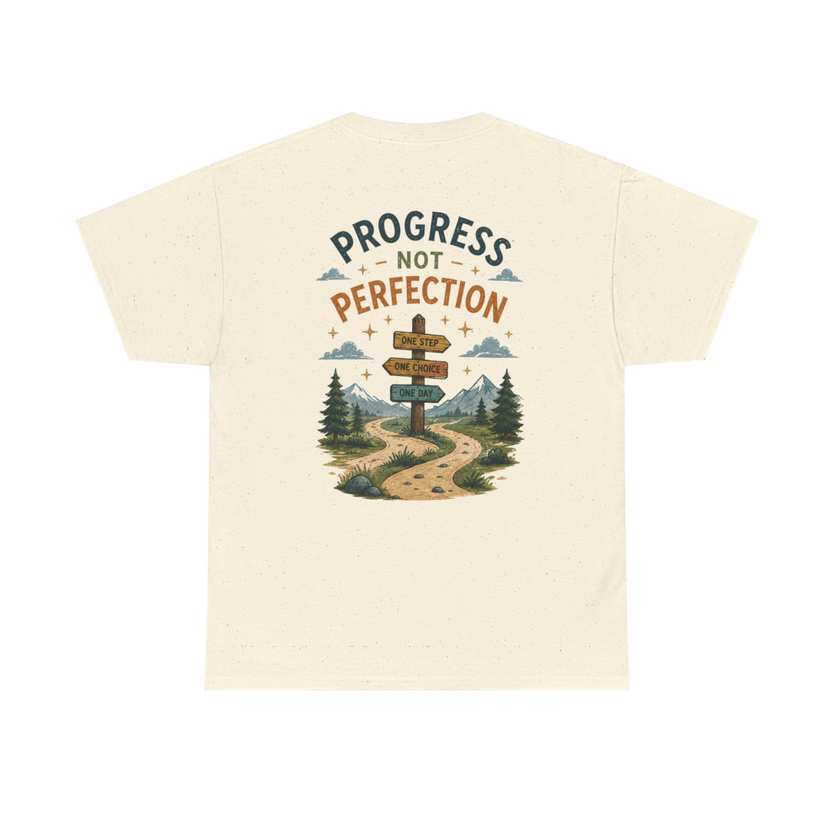 Progress Not Perfection Graphic Tee — Motivational Hiking Signback T‑Shirt