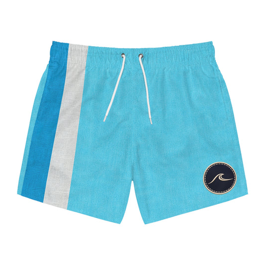 Surfache Men's Retro Blue Stripe Swim Trunks — Surf Patch Beach Shorts