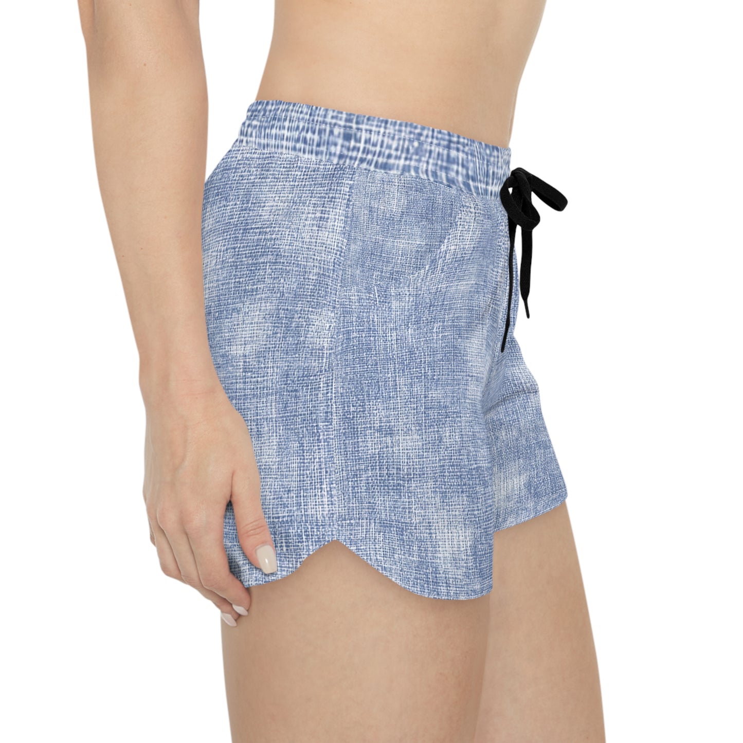 Blue Linen-Texture Women's Lounge Shorts — Casual Summer Sleepwear