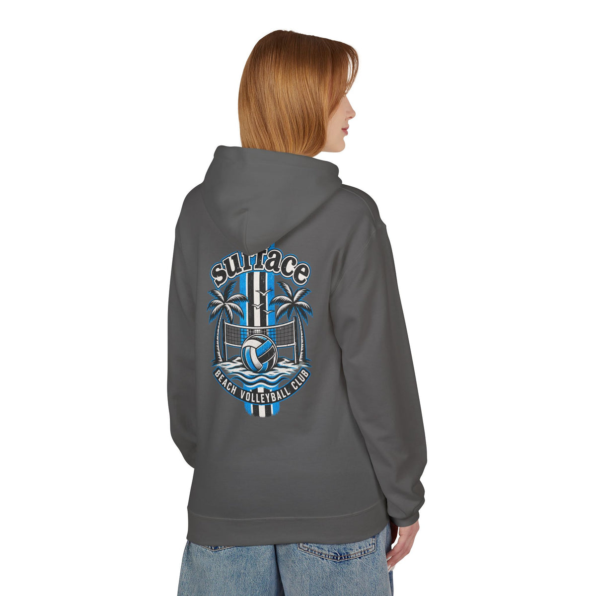 Surface Beach Volleyball Hoodie — Retro Palm Beach Volleyball Club Design