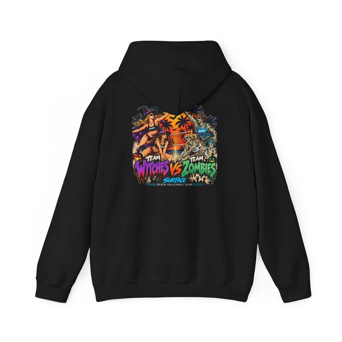 Surface Tropical Halloween Hoodie — Witches vs Zombies Graphic Pullover