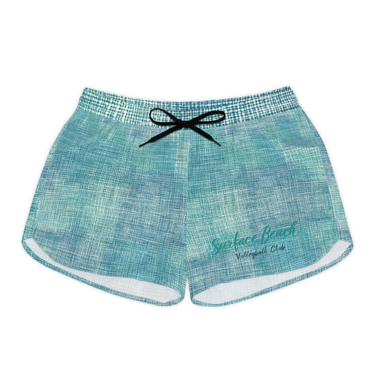 Seascape Beach Women's Casual Shorts – Aqua Linen Texture Lounge Shorts