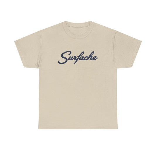 Surfache Logo Tee — Retro Script Front & Manta Ray Patch Back