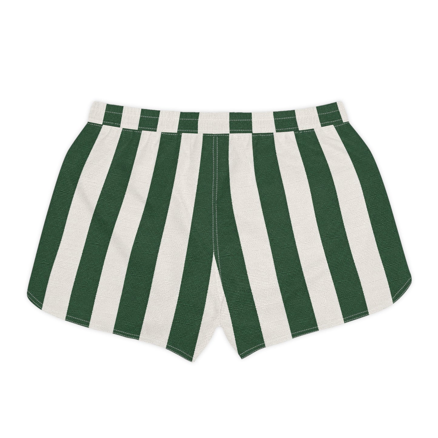 Coconut Palm Leaf Green Vertical Stripe Women's Casual Shorts — Nautical Summer Lounge Shorts