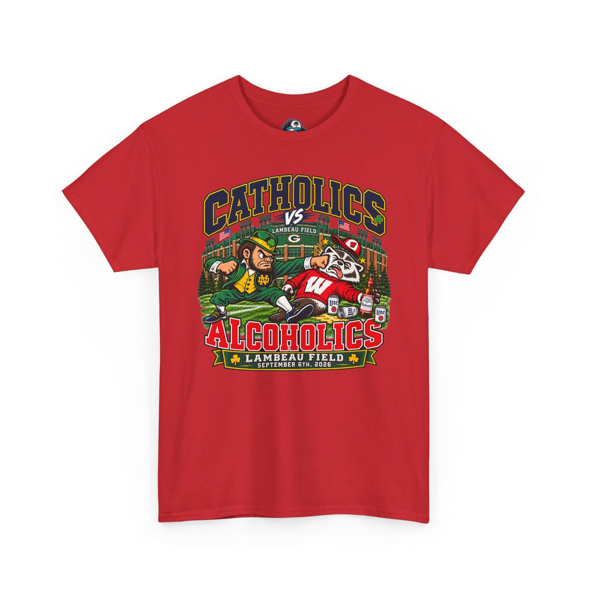 Catholics vs Alcoholics Football T-Shirt – Lambeau Field Tailgate Tee