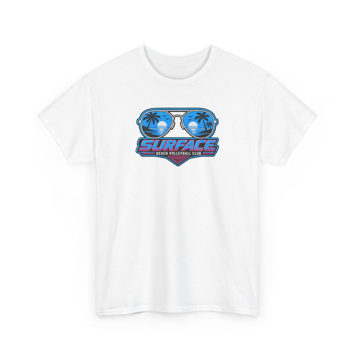 Surface Sunglasses Tee — Retro Beach Palm Trees Surf Vibes T‑Shirt