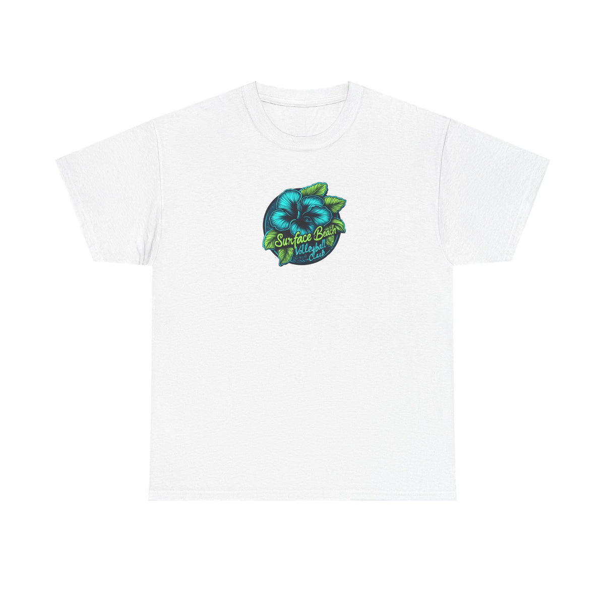 Hibiscus Icon Surface Beach Volleyball Club Unisex Heavy Cotton Tee
