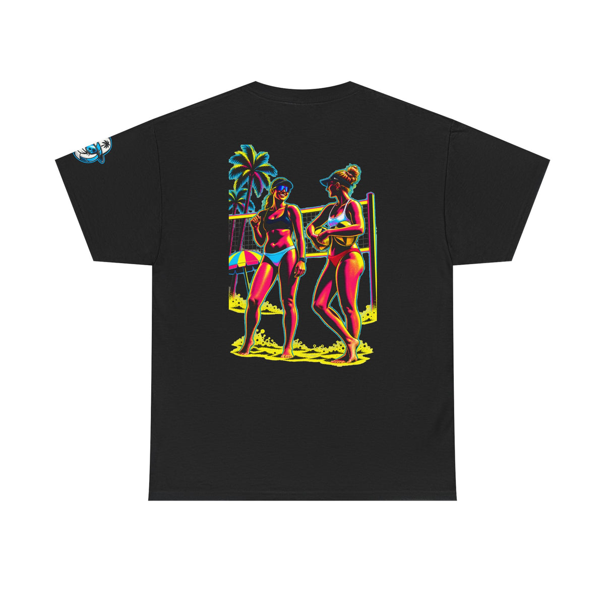 Beach Volleyball T‑Shirt – "Surface Beach Volleyball Club" Retro Sunset Graphic