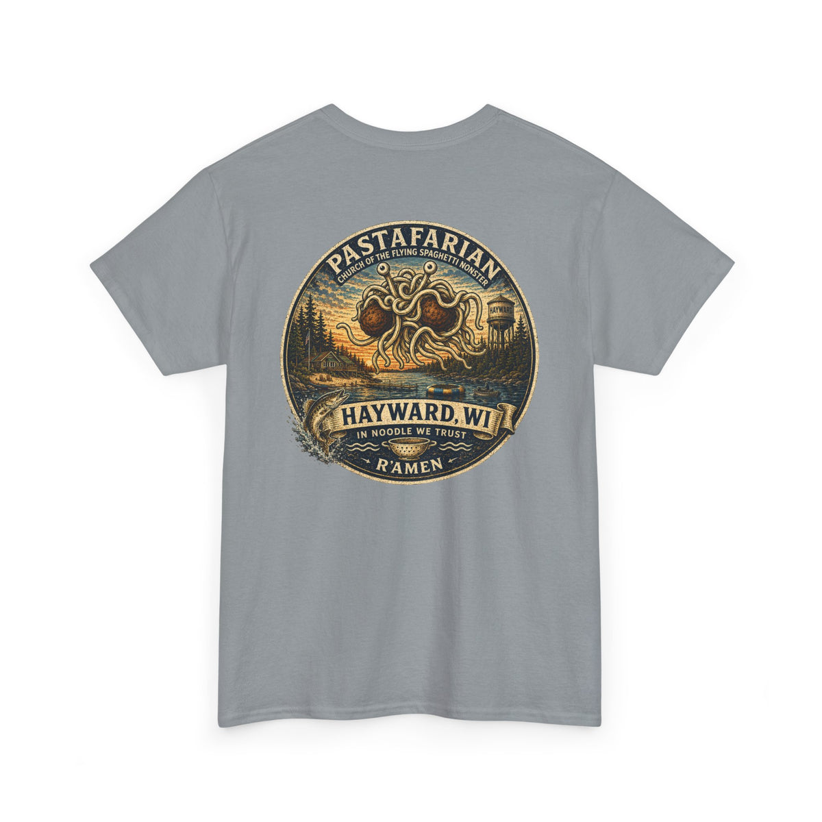 Whiplash Pastafarian T-Shirt — Vintage Hayward, WI Ramen Graphic Tee