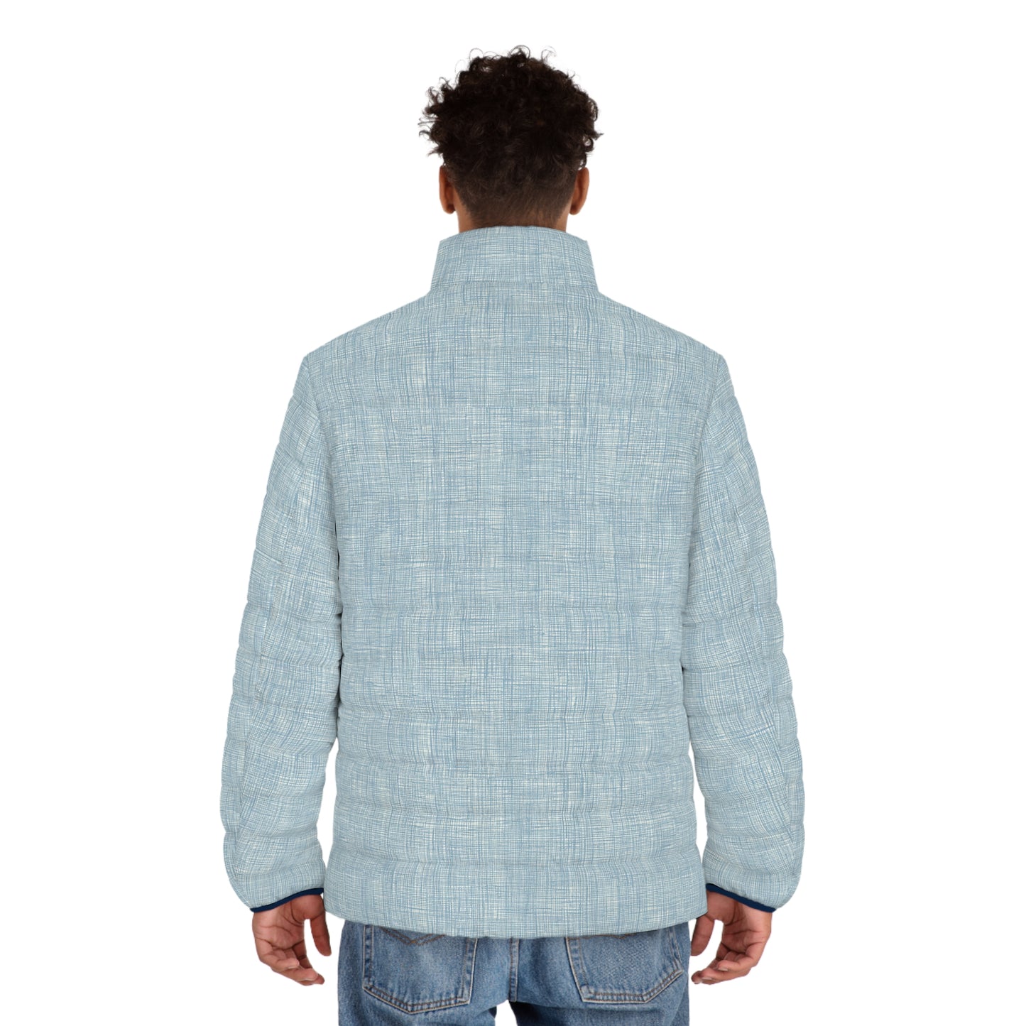 Light Blue Textured Puffer Jacket