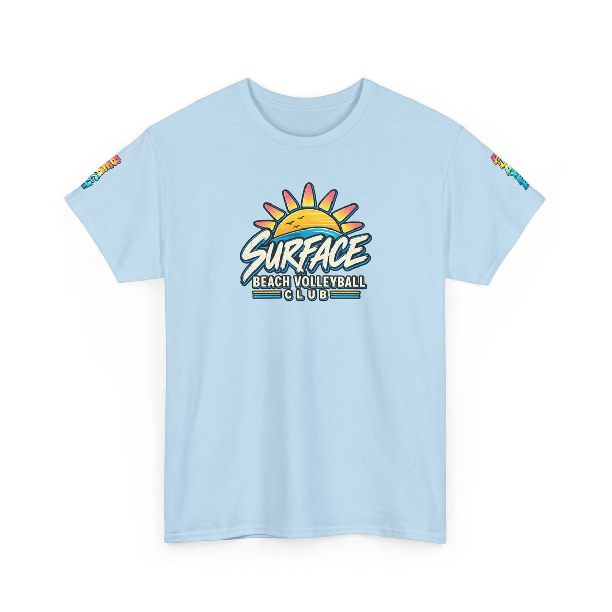 Beach Volleyball Tee — "Surface Beach Volleyball Club 2027" Retro Sunset Shirt