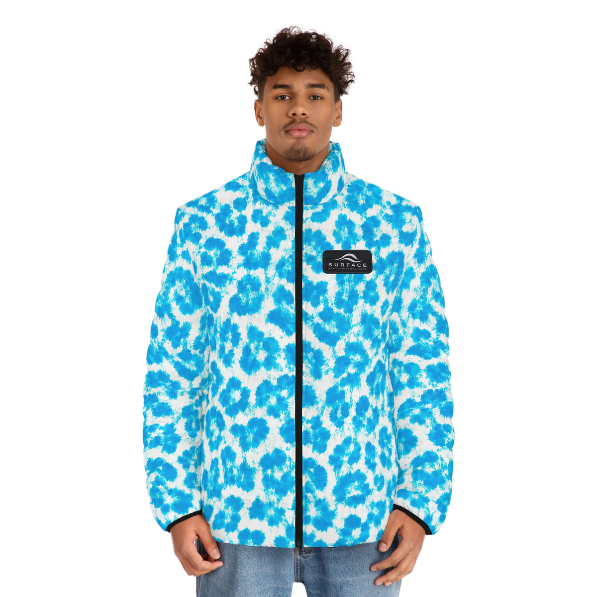 Men's Blue Tie-Dye Puffer Jacket