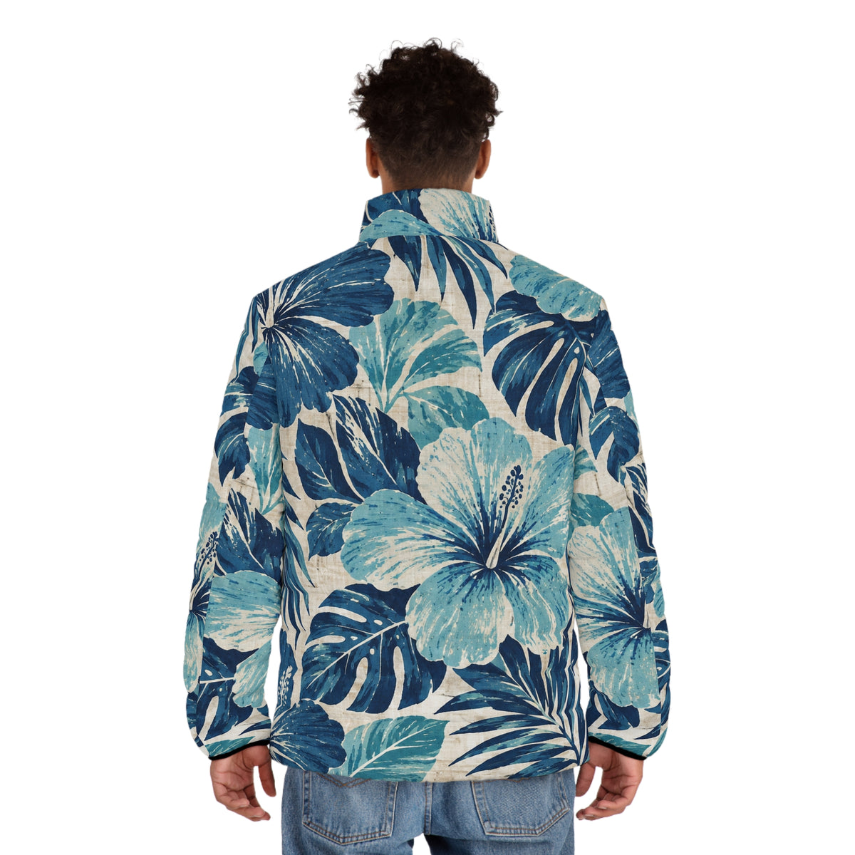 Tropical Hibiscus Floral Puffer Jacket