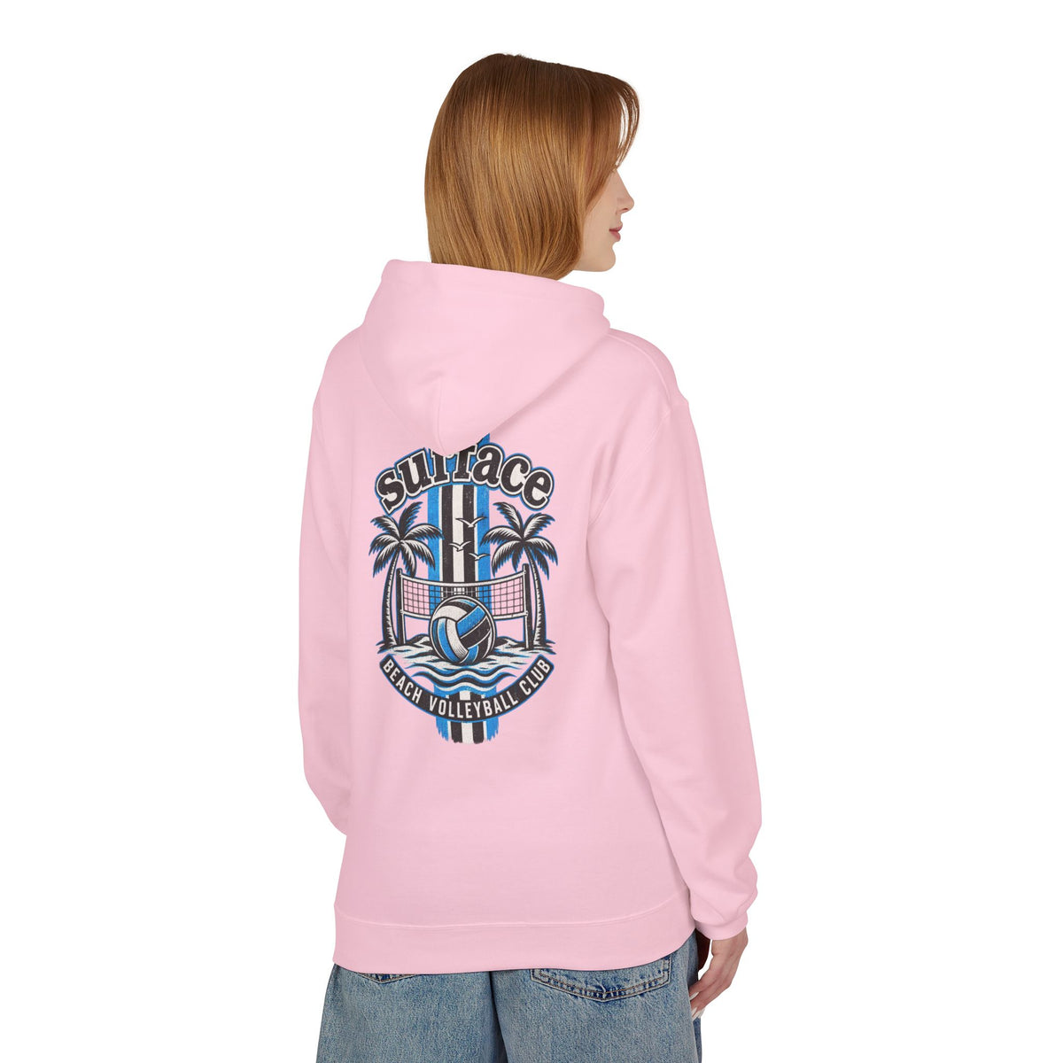 Surface Beach Volleyball Hoodie — Retro Palm Beach Volleyball Club Design