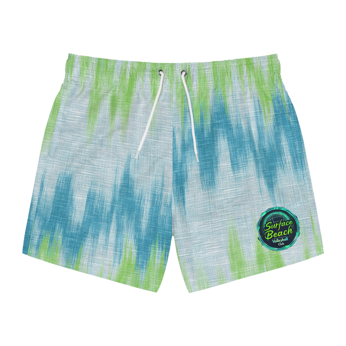 Surfside Beach Ombre Swim Trunks — Blue & Lime All-Over Print