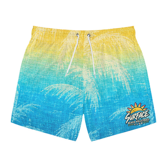 Gradient Swim Trunks — Tropical Palm Sunset Beach Shorts
