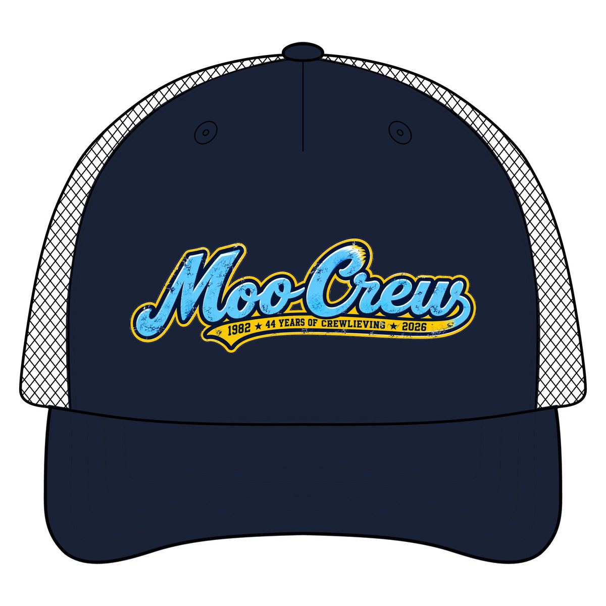 Moo Crew Cow 44 years of Crewlieving Trucker Hat