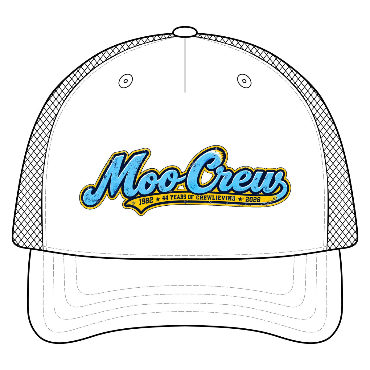 Moo Crew Cow 44 years of Crewlieving Trucker Hat