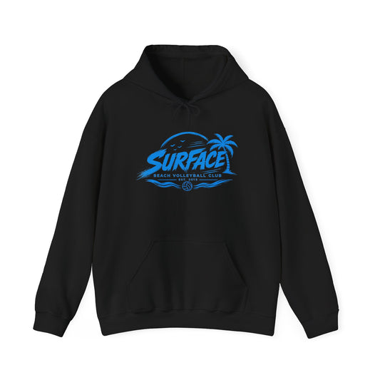 Hoodie — 'Surface Beach Volleyball Club' Retro Palm Surf Logo