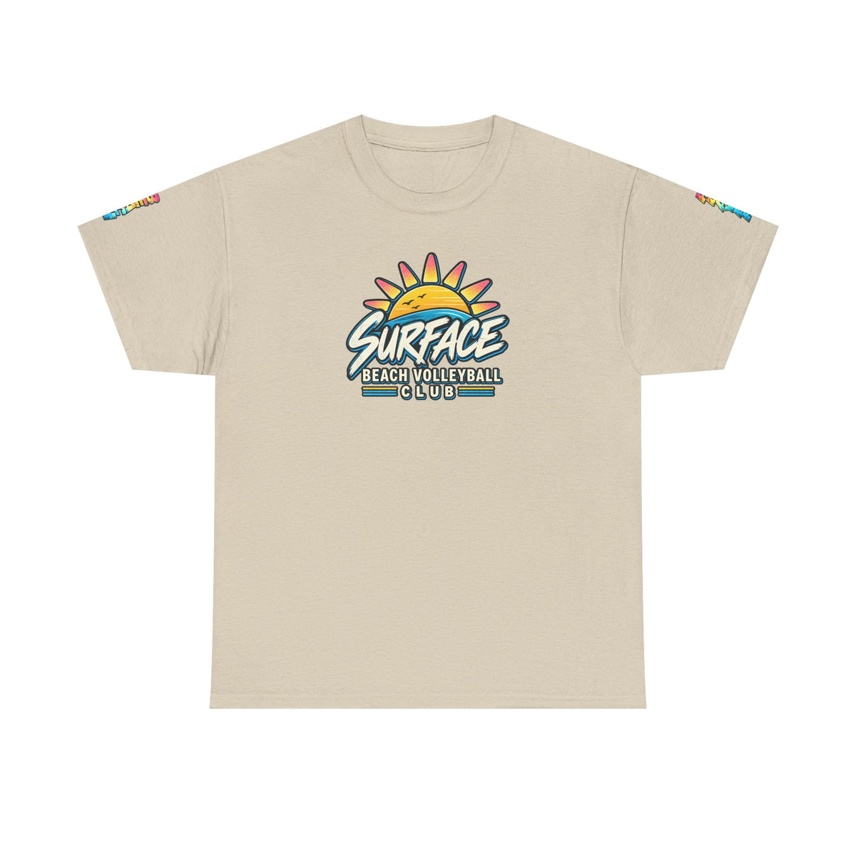 Beach Volleyball Tee — "Surface Beach Volleyball Club 2027" Retro Sunset Shirt