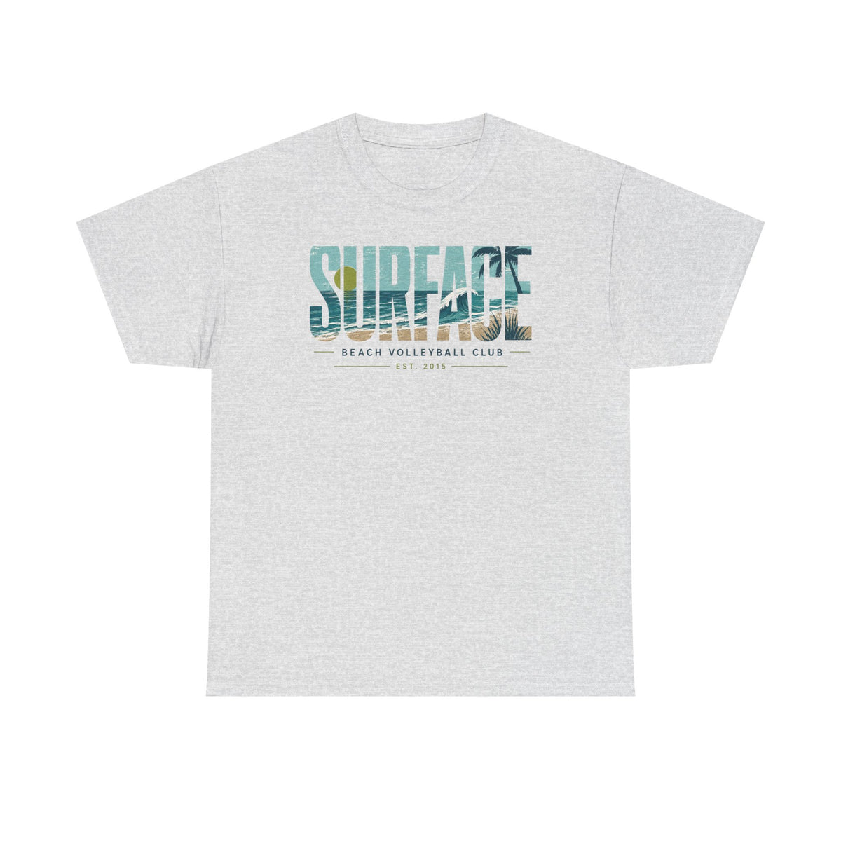 Surface Beach Volleyball Club Graphic Tee — Surf Photo Typography T‑Shirt