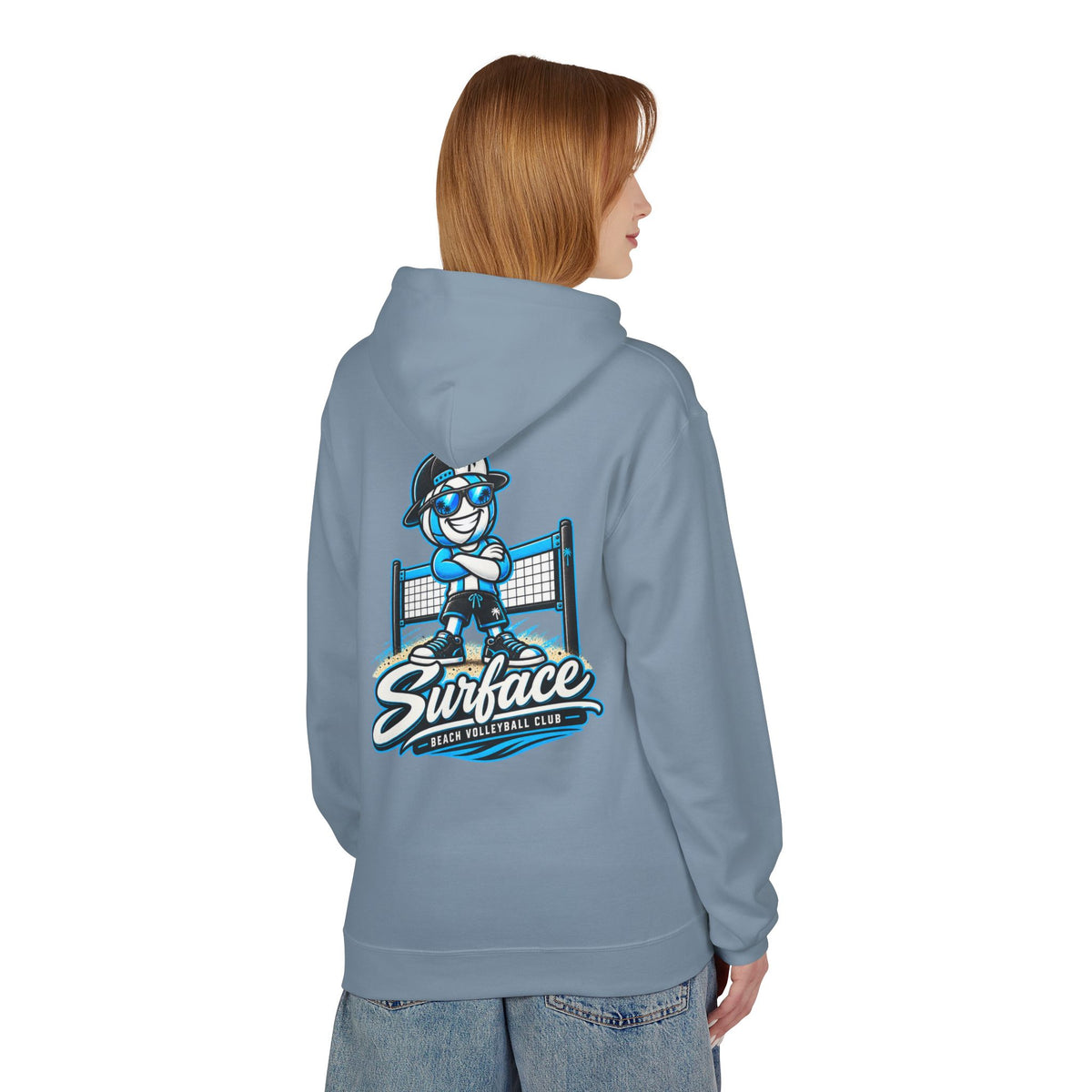 Surfface Beach Volleyball Hoodie — Retro Mascot Logo Pullover