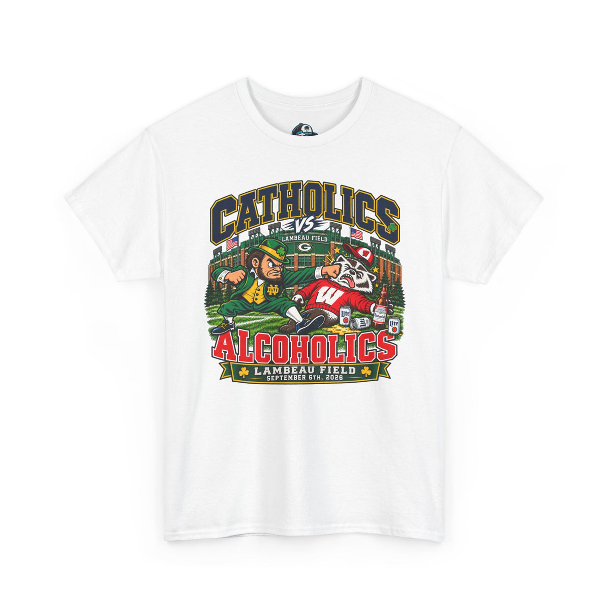 Catholics vs Alcoholics Football T-Shirt – Lambeau Field Tailgate Tee