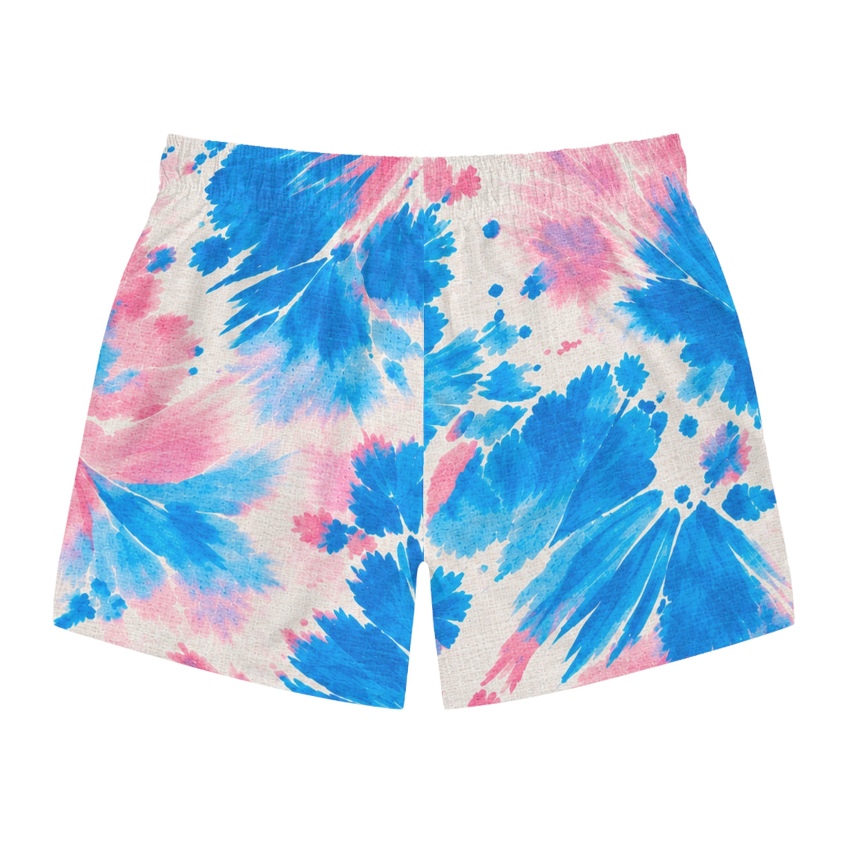 Tie-Dye Swim Trunks — Pink & Blue All-Over Print Beach Shorts