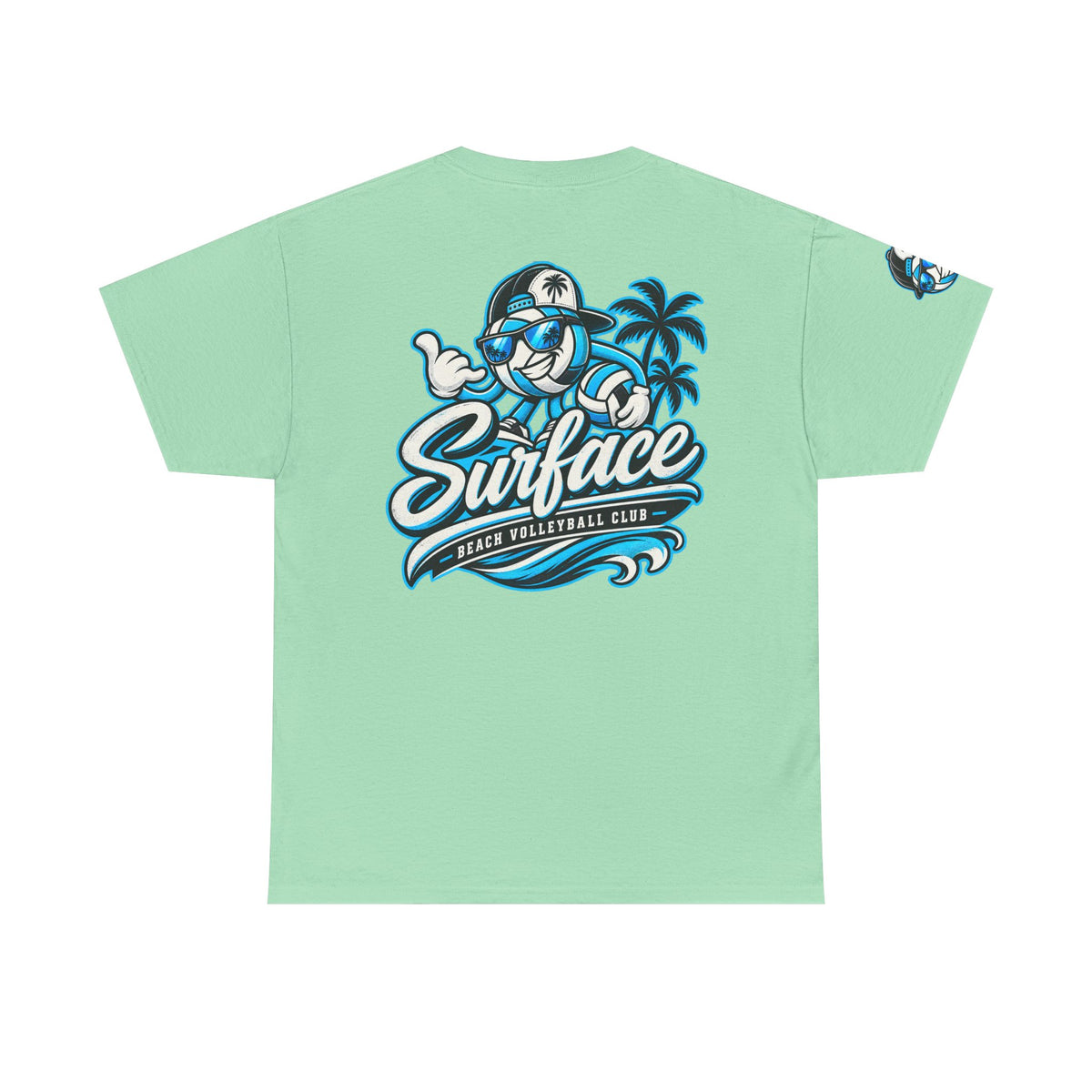 Surfaced Beach Volleyball Tee — 'Surface' Palm Logo Summer T‑Shirt